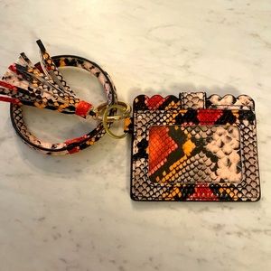 Snakeskin Print Wristlet Wallet